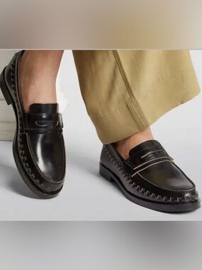 AllSaints Black SAMMY LEATHER LOAFER SHOES